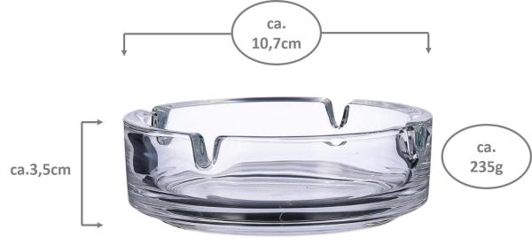 Glas Aschenbecher 10,7cm - 6 Stück - stapelbar